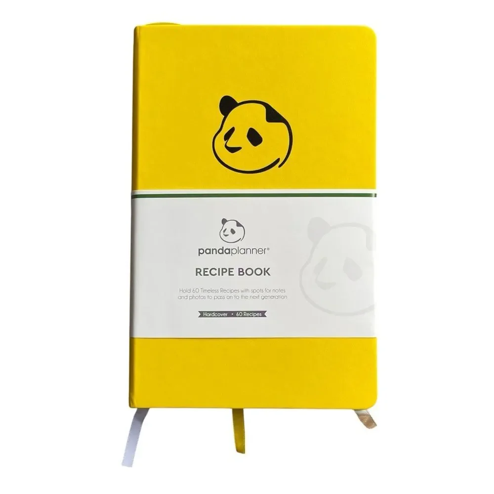 PANDA PLANNER Yellow Recipe Book Write In Your Family Recipes 8.25”x5.75”